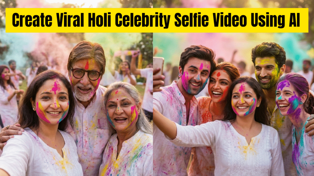 create viral holi Celebrity selfie video using ai